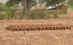 Making bricks for above-ground compost toilets in Togo, Africa